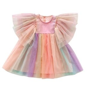 Lola + the boys sunset rainbow tulle dress 2/3t